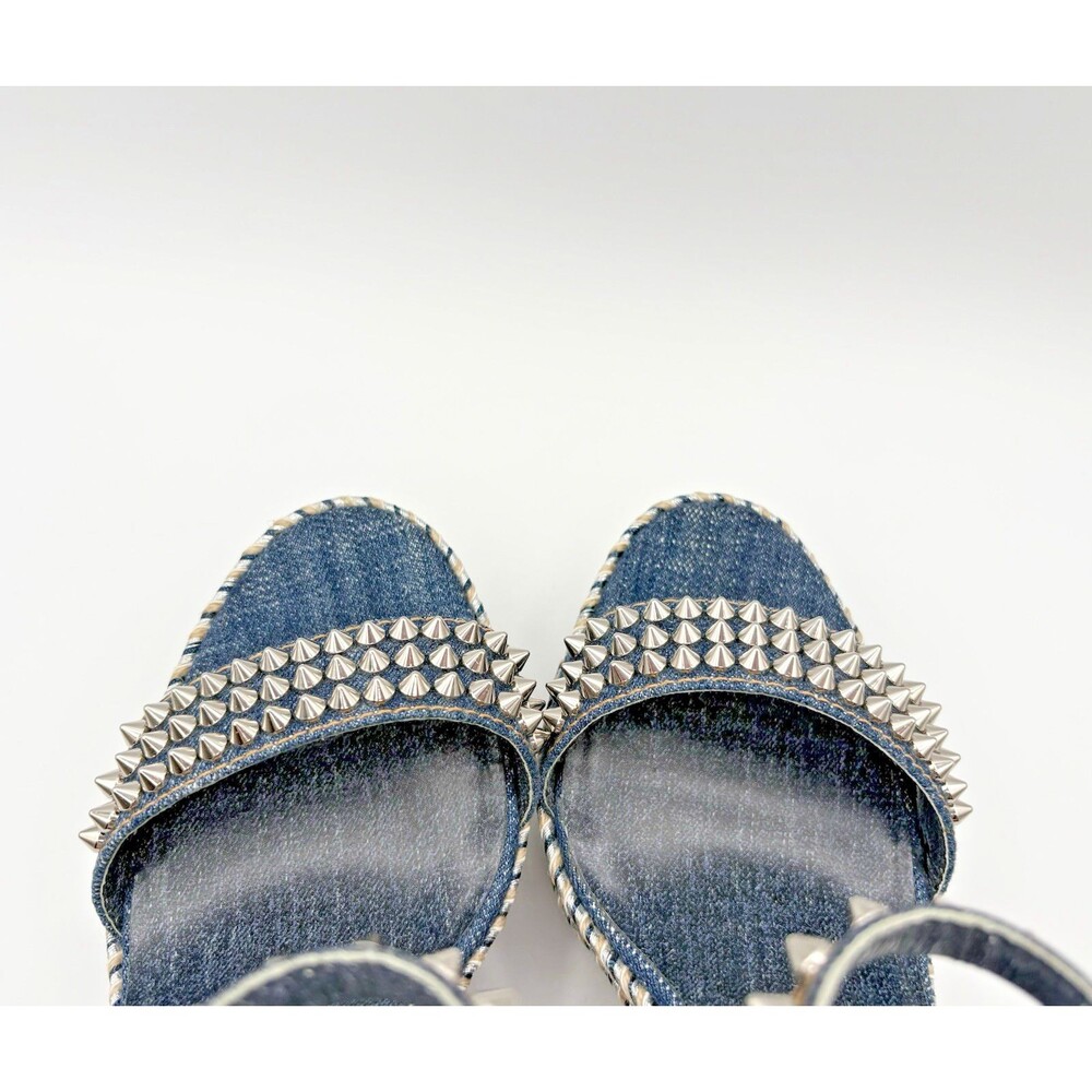 Christian Louboutin Madmonica 110 Denim Spiked Wedge Espadrilles Size EU 40 - Picture 7 of 10